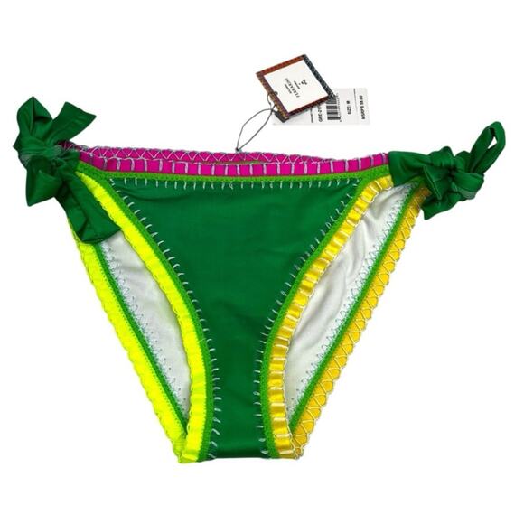 PQ Swim X Solange Ferrarini Crochet Trim Full Bikini bottoms green multi - L - Picture 3 of 11